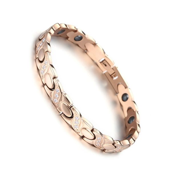 new rose gold color stainless steel bracelet for mens womens crystal black gallstone healthy motion medical bracelet
new rose gold color stainless steel bracelet for mens womens crystal black gallstone healthy motion medical bracelet