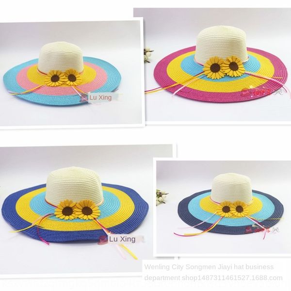 sunflower rainbow straw female foldable straw summer sunflower sun hat beach hat, Blue;gray
sunflower rainbow straw female foldable straw summer sunflower sun hat beach hat, Blue;gray