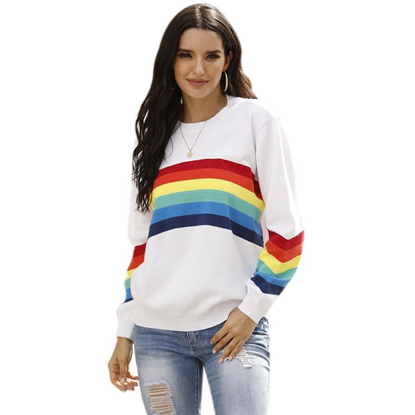 sweater women 2020 fall winter rainbow striped pullover sweaters casual flat knitted full sleeve o-neck coat outwear mmyzz06, White;black
sweater women 2020 fall winter rainbow striped pullover sweaters casual flat knitted full sleeve o-neck coat outwear mmyzz06, White;black