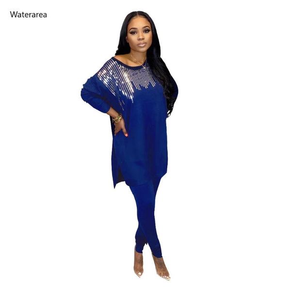 2020 women sequins splicing two piece set sporting tracksuit o-neck long sleeve t-shirt & pants suit 2 piece set outfits, White
2020 women sequins splicing two piece set sporting tracksuit o-neck long sleeve t-shirt & pants suit 2 piece set outfits, White