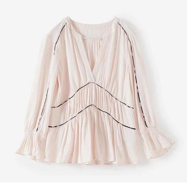 womens and blouses flare sleeve deep v neck slim shirt chemise female autumn winter, White
womens and blouses flare sleeve deep v neck slim shirt chemise female autumn winter, White