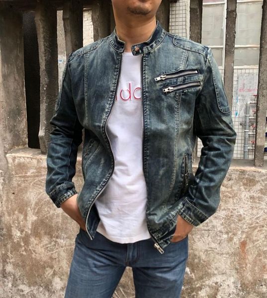 men's denim jacket casual retro plus size stand collar zipper jacket denim, Black;brown
men's denim jacket casual retro plus size stand collar zipper jacket denim, Black;brown