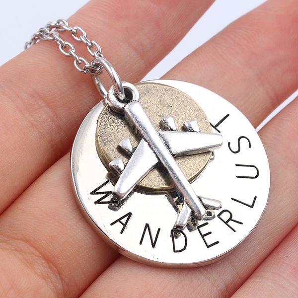 unique design aircraft airplane necklace vintage round lettering wanderlust travel pendant necklaces for women men accessories, Silver
unique design aircraft airplane necklace vintage round lettering wanderlust travel pendant necklaces for women men accessories, Silver