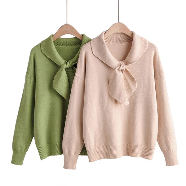 women's sweaters 2021 spring autumn solid women sweater knitted bow collar long sleeve casual pullover female, White;black
women's sweaters 2021 spring autumn solid women sweater knitted bow collar long sleeve casual pullover female, White;black