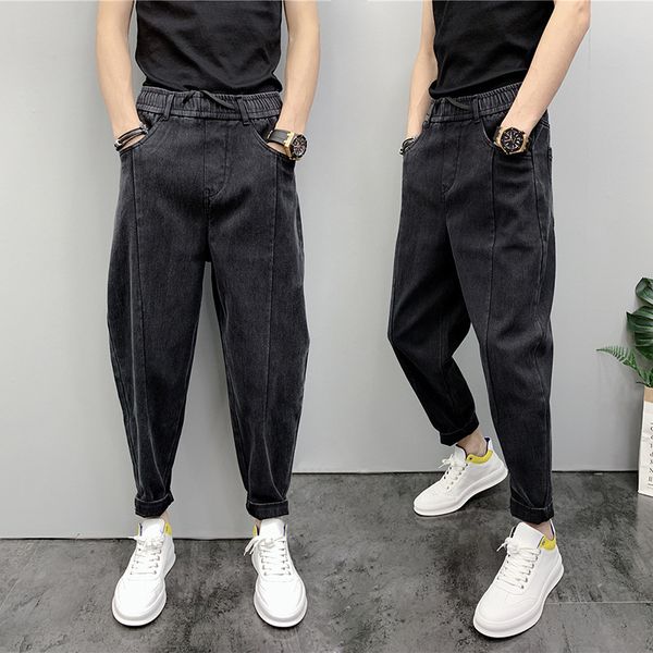 e-baihui 2022 new style men's solid color feet jeans casual denim trousers loose fashion low-end harem pants with waistband black pants, Blue
e-baihui 2022 new style men's solid color feet jeans casual denim trousers loose fashion low-end harem pants with waistband black pants, Blue