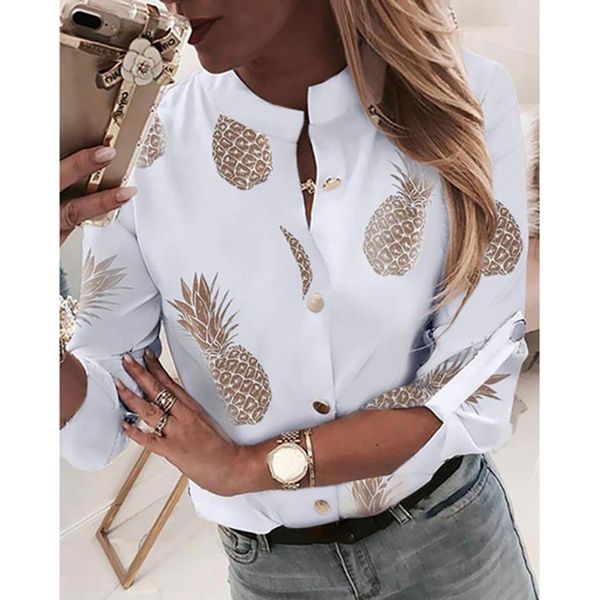 plus size women pineapple pattern printed blouse new fashion spring autumn long sleeve button shirt casual shirt shipping, White
plus size women pineapple pattern printed blouse new fashion spring autumn long sleeve button shirt casual shirt shipping, White