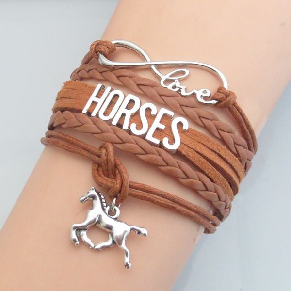 new style handmade infinity love 8 & silver plating letters horse charm leather bracelet for woman or girl gifts, Golden;silver
new style handmade infinity love 8 & silver plating letters horse charm leather bracelet for woman or girl gifts, Golden;silver
