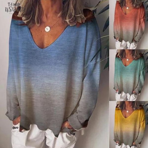 gradient t shirts womens long sleeve t shirt large plus size t shirt femme women tees v neck oversize shirts, White
gradient t shirts womens long sleeve t shirt large plus size t shirt femme women tees v neck oversize shirts, White