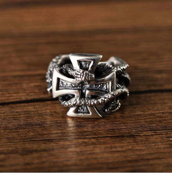 925 sterling silver retro thai silver domineering thick men's python winding cross ring
925 sterling silver retro thai silver domineering thick men's python winding cross ring