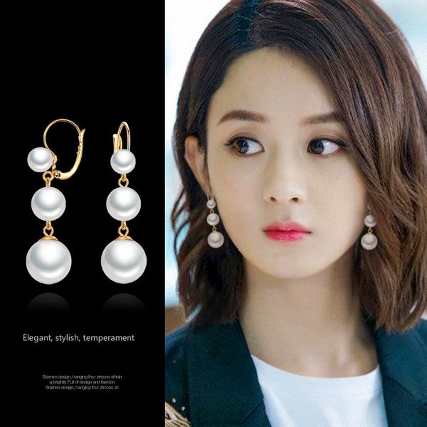 

925 silver pearl earrings female earring zircon earrings long section of Baroque Fashionable Korea Earring Jewelry