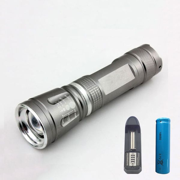 Protable Q5 Led Lamp Zoomable Flash Light Torch Lamps With 16850 Battery Ac Charger Lampe Torche
