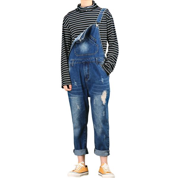 men's jeans spring and autumn one-piece bib pants korean slim overalls, Blue
men's jeans spring and autumn one-piece bib pants korean slim overalls, Blue