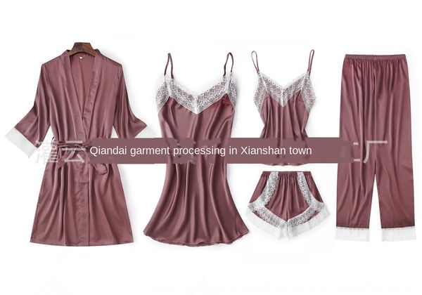 zwk7b home clothes suspender skirt sling lace women's pajamas five-piece suit ice silk bathrobe imitation silk lace chiffon sling skirt, Blue;red
zwk7b home clothes suspender skirt sling lace women's pajamas five-piece suit ice silk bathrobe imitation silk lace chiffon sling skirt, Blue;red