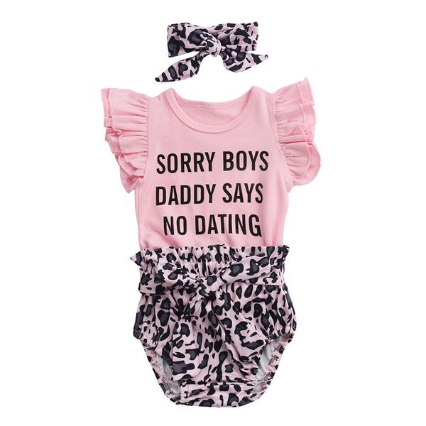 baby girls clothes 3pcs sets ruffles sleeveless romper letter print bodysuits + bowknot leopard shorts + headband casual oufits, White
baby girls clothes 3pcs sets ruffles sleeveless romper letter print bodysuits + bowknot leopard shorts + headband casual oufits, White