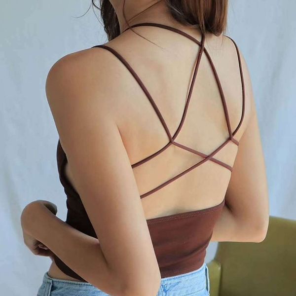 tank crop supersoft women tank sleeveless backless seamless underwear women padded camisole, Black;white
tank crop supersoft women tank sleeveless backless seamless underwear women padded camisole, Black;white