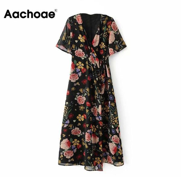 aachoae chiffon floral print boho dresses women v neck elegant long wrap dress summer short sleeve casual beach dress sundress, Black;gray
aachoae chiffon floral print boho dresses women v neck elegant long wrap dress summer short sleeve casual beach dress sundress, Black;gray