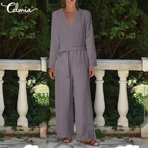women's jumpsuits & rompers celmia women autumn long sleeve linen jumpsuit v-neck wide leg playsuits casual vintage belted plus size ov, Black;white
women's jumpsuits & rompers celmia women autumn long sleeve linen jumpsuit v-neck wide leg playsuits casual vintage belted plus size ov, Black;white