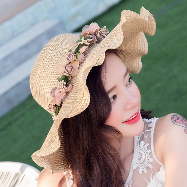 juce straw new big side handmade wreath summer sun women's travel beach hat straw hat tide, Blue;gray
juce straw new big side handmade wreath summer sun women's travel beach hat straw hat tide, Blue;gray