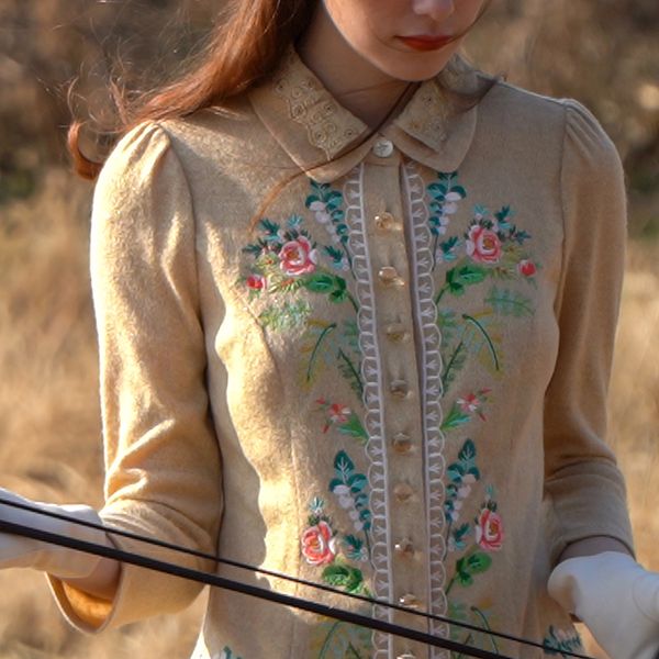 design spring original autumn women vintage elegant slim mori girls lace rose embroidery short knitted shirts/blouses, White
design spring original autumn women vintage elegant slim mori girls lace rose embroidery short knitted shirts/blouses, White