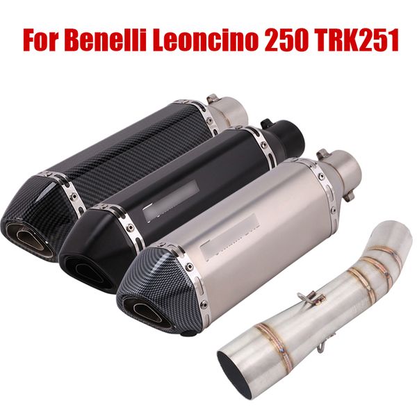 for benelli leoncino 250 trk251 exhaust system middle mid pipe escape connect link tube with 51mm muffler tips slip on
for benelli leoncino 250 trk251 exhaust system middle mid pipe escape connect link tube with 51mm muffler tips slip on
