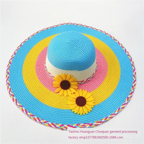 new summer women's sunflower big straw edge straw hat tourist scenic beach hat, Blue;gray
new summer women's sunflower big straw edge straw hat tourist scenic beach hat, Blue;gray