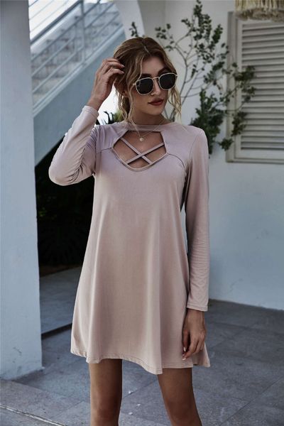 hollow out cross womens dresses solid color long sleeve loose casual dress women summer sell clothing, Black;gray
hollow out cross womens dresses solid color long sleeve loose casual dress women summer sell clothing, Black;gray