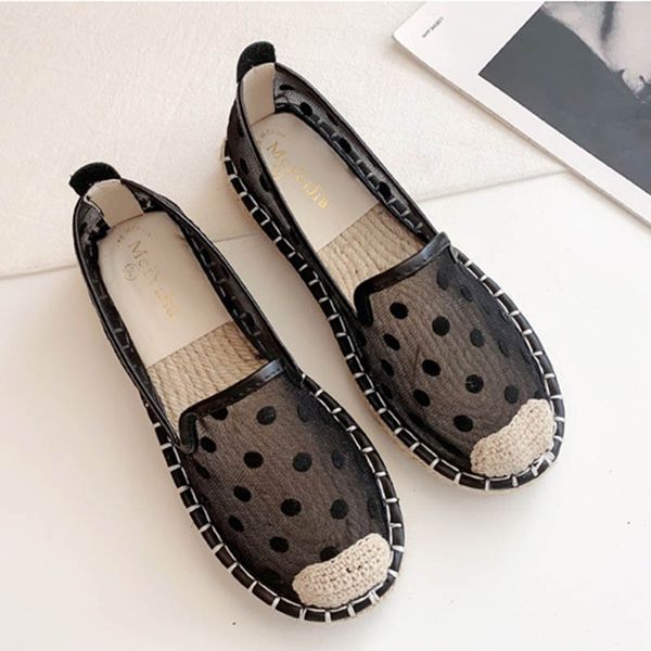 two style air mesh polka dot fisherman shoes women slingback slip on loafers breathable sewing espadrilles woman flats 2020, Black
two style air mesh polka dot fisherman shoes women slingback slip on loafers breathable sewing espadrilles woman flats 2020, Black