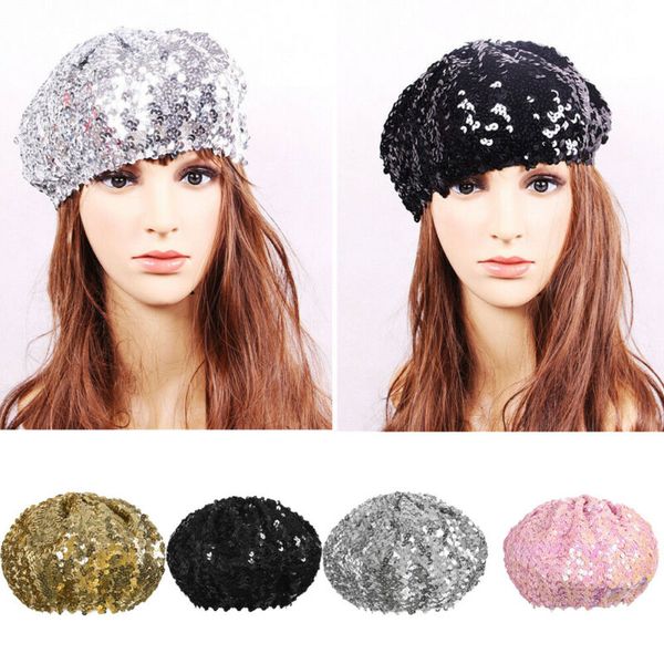 party hats hirigin women sequins hat shiny costume jazz glitter dance beret round cap ladies fashion accessories beanie stretch 
party hats hirigin women sequins hat shiny costume jazz glitter dance beret round cap ladies fashion accessories beanie stretch