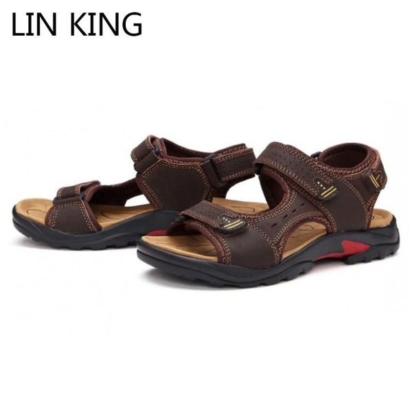 lin king new leisure summer men beach shoes genuine leather outdoor sandals the big yards men's sandals size 38-48, Black
lin king new leisure summer men beach shoes genuine leather outdoor sandals the big yards men's sandals size 38-48, Black