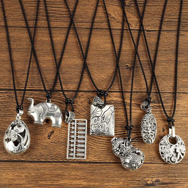 1pcs imitation beeswax alloy elephant longevity lock lucky bag wax rope necklace trendy men jewelry pendant gifts, Silver
1pcs imitation beeswax alloy elephant longevity lock lucky bag wax rope necklace trendy men jewelry pendant gifts, Silver