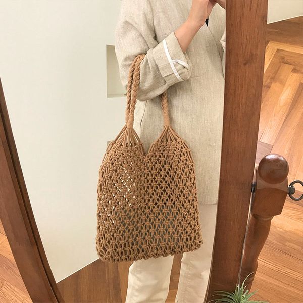 fashion popular mesh fabric bag weaving rope tie reticular buckle hollow pouch no net lined shoulder bag for women
fashion popular mesh fabric bag weaving rope tie reticular buckle hollow pouch no net lined shoulder bag for women