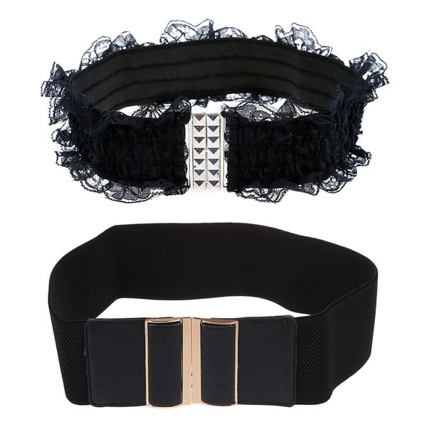 2 pcs black waist belt: 1 pcs faux leather elastic cinch belt waist band for women & 1pcs trendy sweet lace solid color elastic, Black;brown
2 pcs black waist belt: 1 pcs faux leather elastic cinch belt waist band for women & 1pcs trendy sweet lace solid color elastic, Black;brown