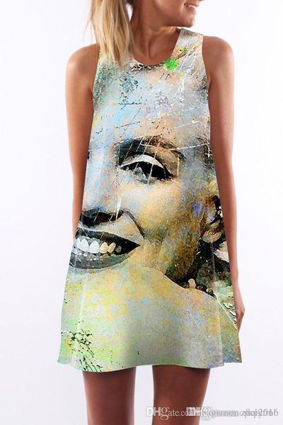 women dress crew neck summer new style sling sleeveless hip wrap lady monroe head portrait print skirt casual pencil dresses size s-xl, Black;gray
women dress crew neck summer new style sling sleeveless hip wrap lady monroe head portrait print skirt casual pencil dresses size s-xl, Black;gray