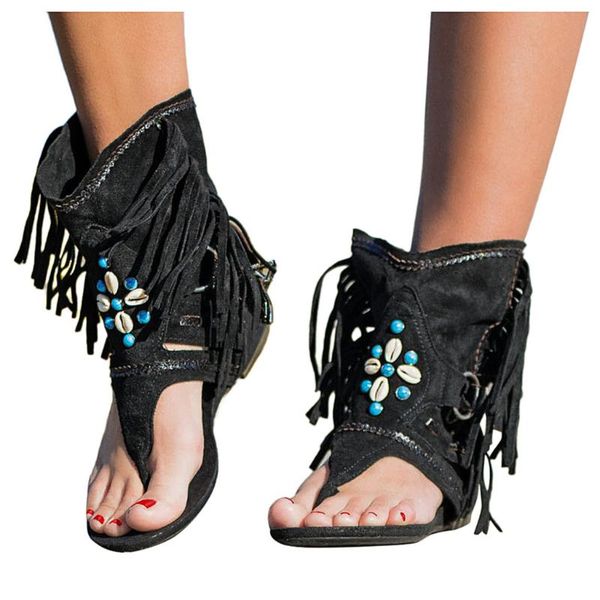 women's gladiator sandals clip toe ladies boots casual shoes for women tassel rome female slippers woman sandales summer, Black
women's gladiator sandals clip toe ladies boots casual shoes for women tassel rome female slippers woman sandales summer, Black