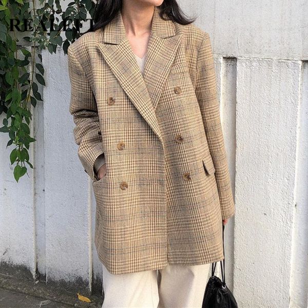 realeft new 2020 autumn winter woolen vintage double breasted office ladies plaid blazer houndstooth coat jacket blazers female, White;black
realeft new 2020 autumn winter woolen vintage double breasted office ladies plaid blazer houndstooth coat jacket blazers female, White;black
