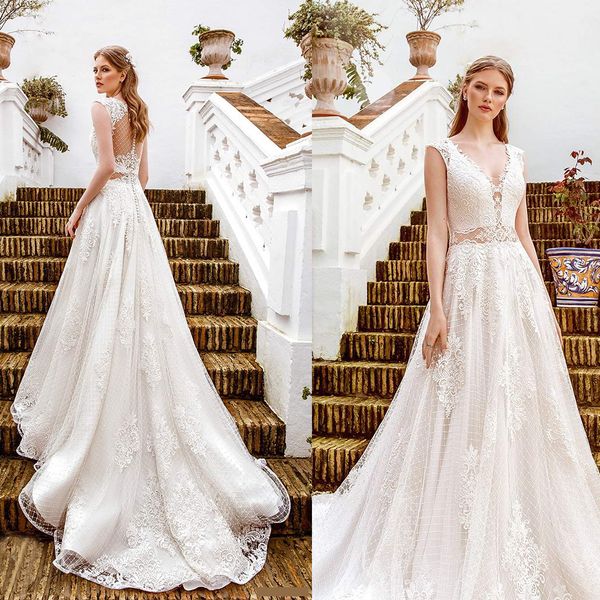 wedding dresses a line sleeveless bridal gowns v neck wedding gowns country style lace appliques custom madd, White
wedding dresses a line sleeveless bridal gowns v neck wedding gowns country style lace appliques custom madd, White