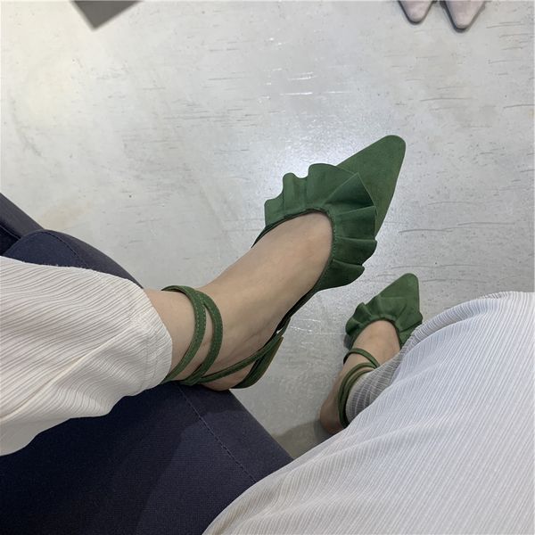 2020 summer women green flat sandals lace up sandals designer lady ruffles sandles valentine stripper party shoes, Black
2020 summer women green flat sandals lace up sandals designer lady ruffles sandles valentine stripper party shoes, Black