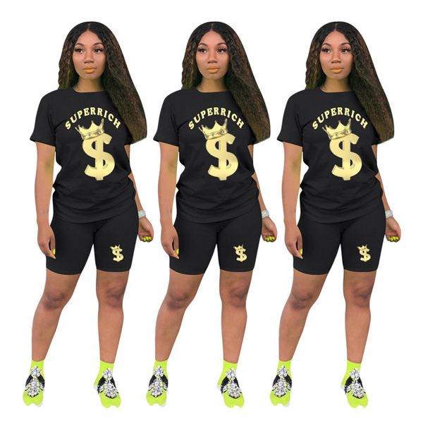 letter dollar summer womens 2pcs superrich black home casual womens designer tracksuits round neck ladies two piece outfits, Gray
letter dollar summer womens 2pcs superrich black home casual womens designer tracksuits round neck ladies two piece outfits, Gray