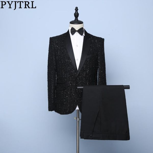 pyjtrl mens 2-piece set black stripe sequins dress suits with pants wedding groom party prom tuxedo singers costume homme, White;black
pyjtrl mens 2-piece set black stripe sequins dress suits with pants wedding groom party prom tuxedo singers costume homme, White;black