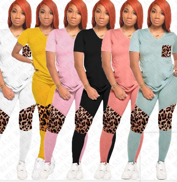 women two pieces outfits designer leopard patchwork color v-neck short sleeves t shirt pants leggings tracksuit sports suit 6 colors d72702, White
women two pieces outfits designer leopard patchwork color v-neck short sleeves t shirt pants leggings tracksuit sports suit 6 colors d72702, White