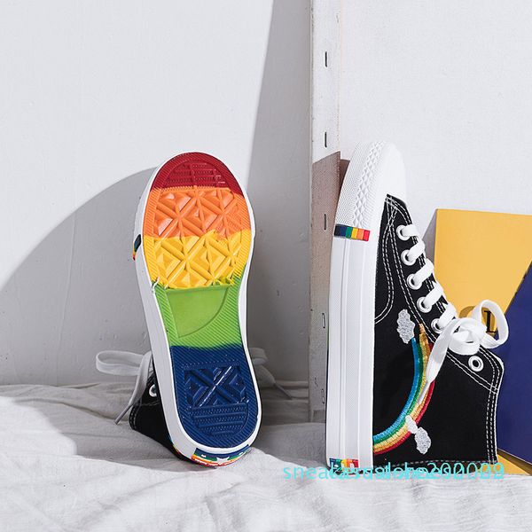 1women high rainbow canvas women lace up flat platform woman comfortable leisure vulcanized female shoes lady 209 fashion s02, Black
1women high rainbow canvas women lace up flat platform woman comfortable leisure vulcanized female shoes lady 209 fashion s02, Black