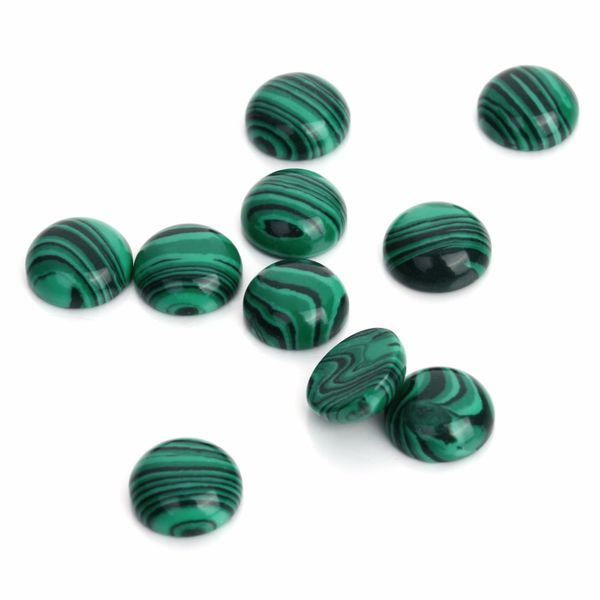 

Mayforest 20pcs/lot 6mm 8mm 10mm 12mm Malachite Natural Stone Cameo Cabochon Round Beads Diy Setting Findings Jewelry Making