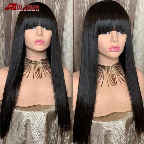 anlimer 13x6 lace front brazilian remy human hair wigs with baby hair pre plucked silky straight with bangs, Black
anlimer 13x6 lace front brazilian remy human hair wigs with baby hair pre plucked silky straight with bangs, Black