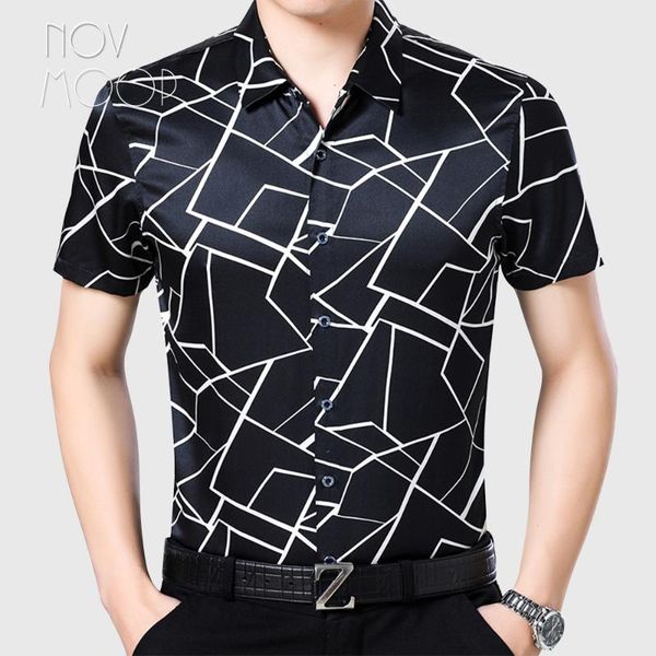 novmoop korean fashion style abstract stripe printed men summer black white short sleeve spandex silk shirt camisa rayas lt3060, White;black
novmoop korean fashion style abstract stripe printed men summer black white short sleeve spandex silk shirt camisa rayas lt3060, White;black