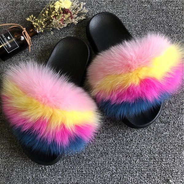 women cute fur slippers ladies real multi-color fur slides female fluffy sandals casual vogue party slippers, Black
women cute fur slippers ladies real multi-color fur slides female fluffy sandals casual vogue party slippers, Black