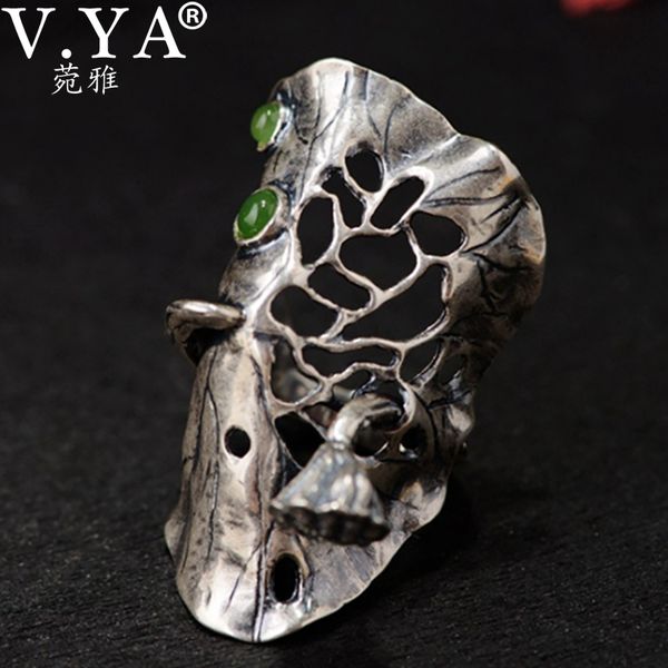 v.ya 990 sterling silver ring for women men vintage lotus leaf with green natural stone party rings jewelry, Golden;silver
v.ya 990 sterling silver ring for women men vintage lotus leaf with green natural stone party rings jewelry, Golden;silver