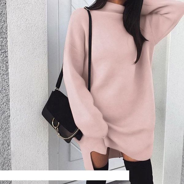 2018 new autumn winter women's high collar dress long sleeve solid pullover long length sweatshirt, Black
2018 new autumn winter women's high collar dress long sleeve solid pullover long length sweatshirt, Black