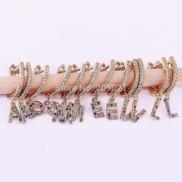 8pair gold color micro paved cz crystal 26 letters alphabets earrings jewelry charm for girls/women j190630, Golden
8pair gold color micro paved cz crystal 26 letters alphabets earrings jewelry charm for girls/women j190630, Golden
