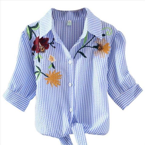 embroidery flower strip blusas 2020 femme blouse shirt lace up summer turn down collar shirts clothes, White
embroidery flower strip blusas 2020 femme blouse shirt lace up summer turn down collar shirts clothes, White