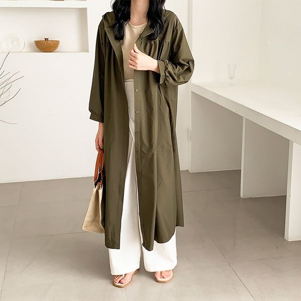 2019 autumn new chic style loose slimming solid color lapel dress hooded bubble sleeve single-breasted loose dress, Tan;black
2019 autumn new chic style loose slimming solid color lapel dress hooded bubble sleeve single-breasted loose dress, Tan;black